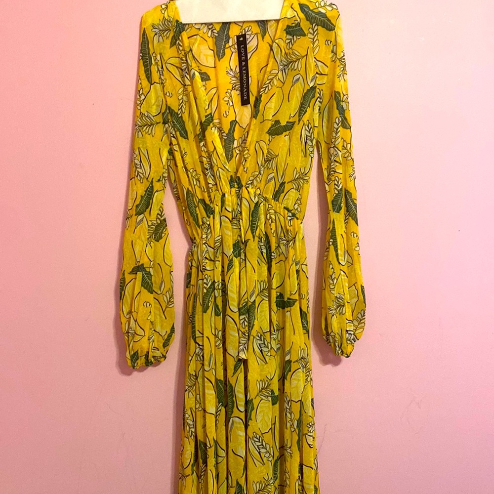 Yellow flower maxi dress with shorts